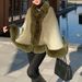 Women's Clothing New rex rabbit fur collar gradien autumn and winter shawl cape large size women's knitted cardigan jacket_ipsvogv.com