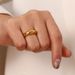 Women's Jewelry Fashion Simple Round Smooth Curved Ring Female Stainless Steel 18 Gold Plated_ipsvogv.com