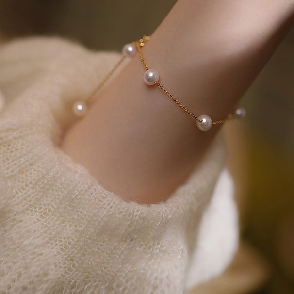 Broken Silver A Few Ounces Of Natural Freshwater Pearl Bracelet, High-end And Niche, Gold Bracelet With Beads That Do_ipsvogv.com