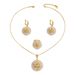 Simple geometric style jewelry set with inlaid pearl necklace and ring, niche design, versatile earrings for women_ipsvogv.com