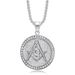 Hip Hop Jewelry Stainless Steel Gold-Plated Diamond-Studded Masonic AG Pendant Necklace_ipsvogv.com