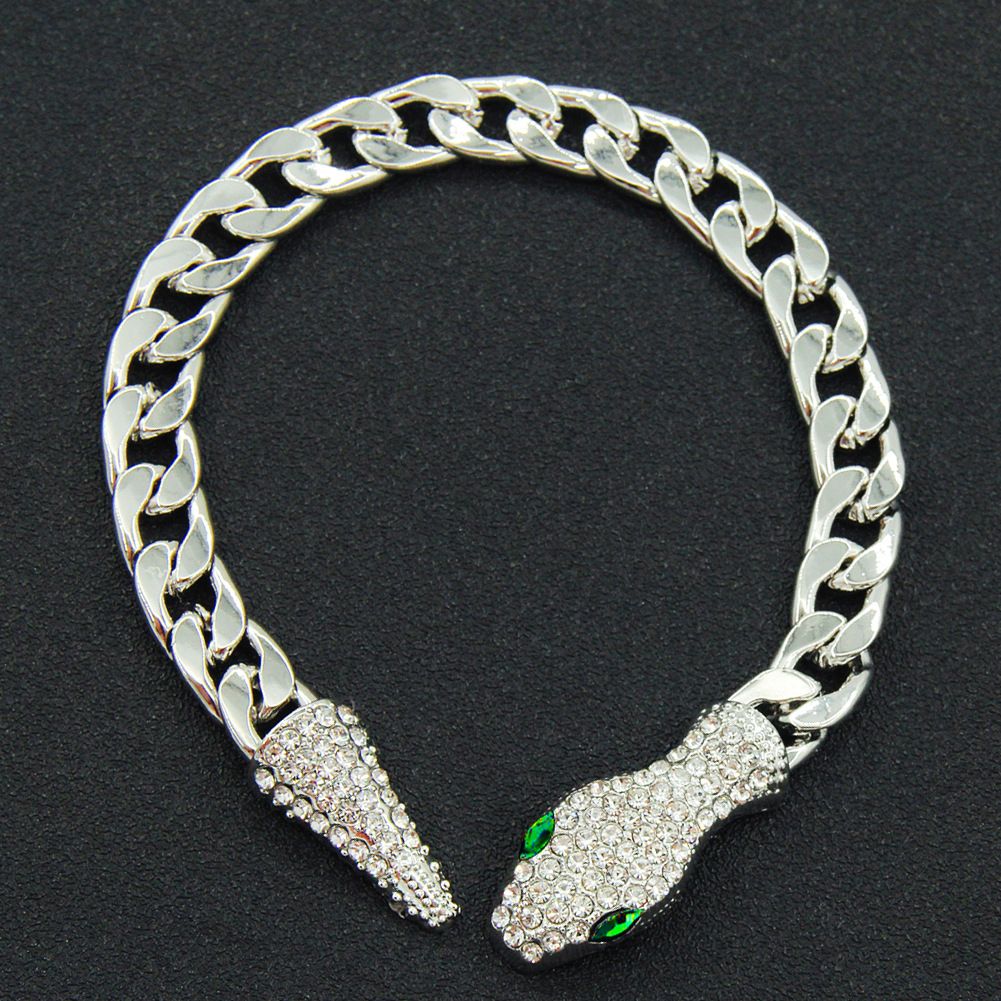 Men's bracelet Cuban chain light luxury short full diamond snake head magnetic buckle necklace personality niche design clavicle chain for women_ipsvogv.com