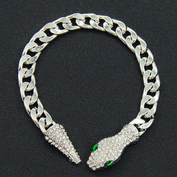 Men's bracelet Cuban chain light luxury short full diamond snake head magnetic buckle necklace personality niche design clavicle chain for women_ipsvogv.com