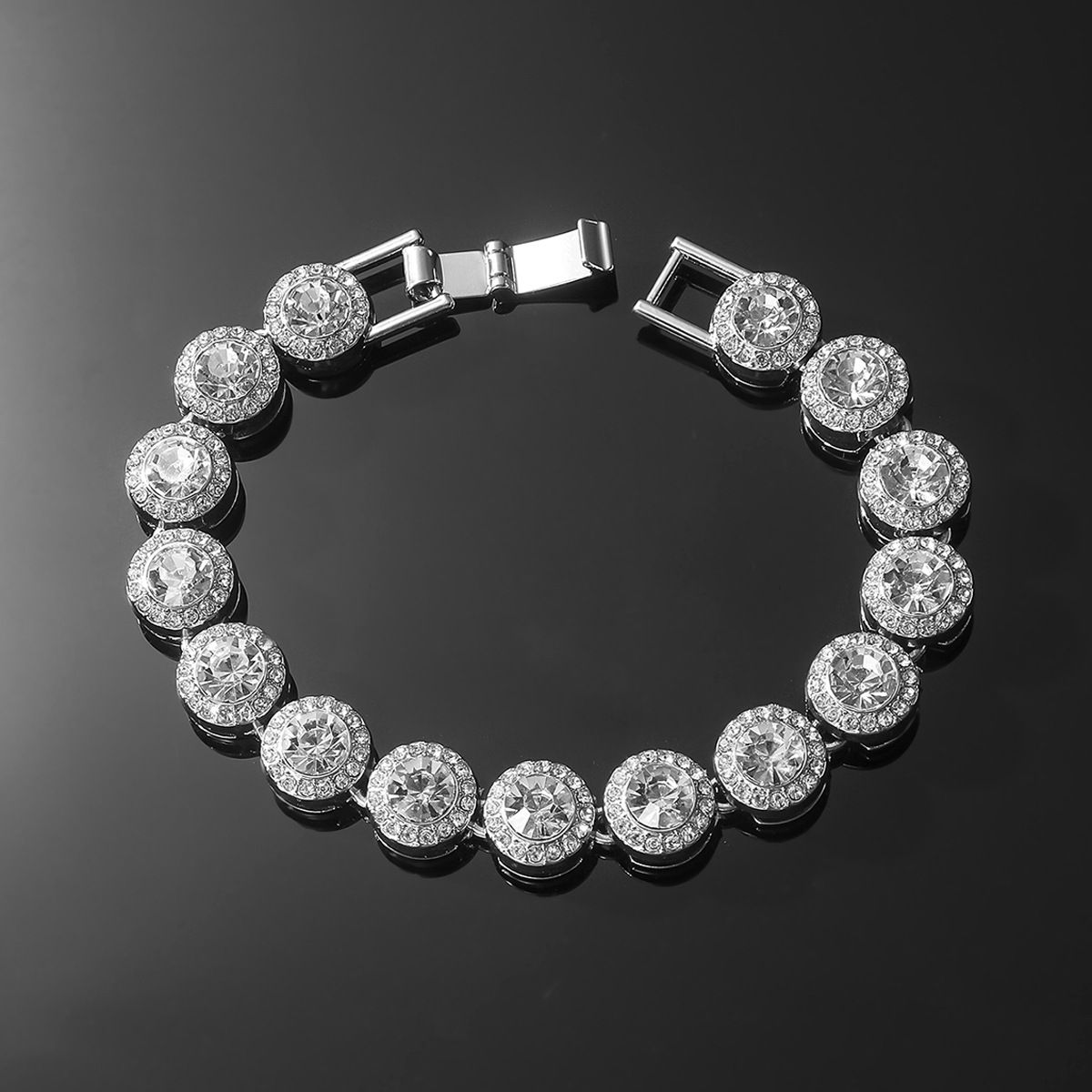 Fashionable versatile round diamond splicing Cuban chain bracelet for men women, cool rap and street dance trendy_ipsvogv.com