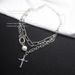 Cross double layered Necklace women's hip hop cool neck chain 2021 new temperament clavicle chain_ipsvogv.com