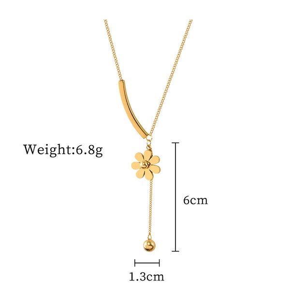 【 Full Body Titanium Steel 】 Flower Round Bead Personality Extremely Simple Wind Furnace Real Gold Necklace For Women_ipsvogv.com