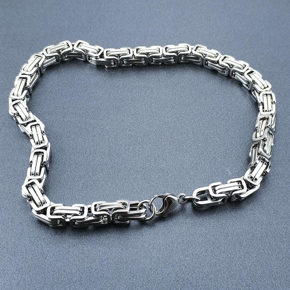 Heavy Men's 10mm Width Stainless Steel Original Color Solid Chain Necklace_ipsvogv.com