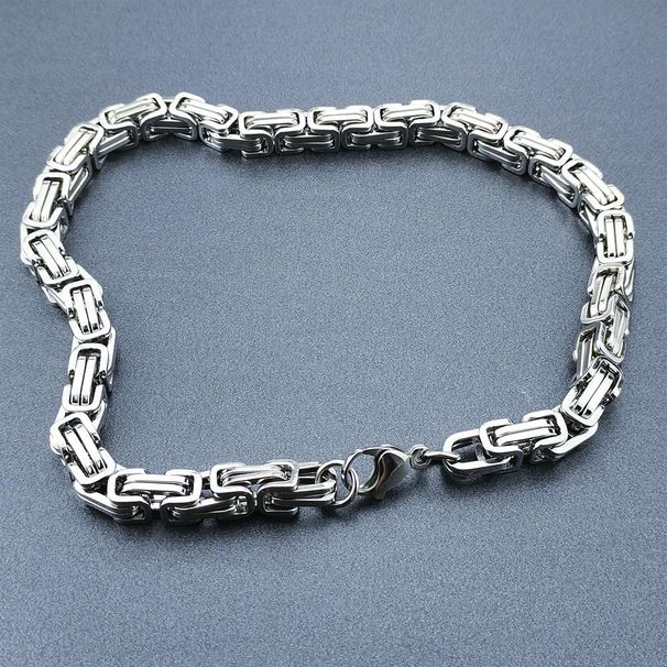 Heavy Men's 10mm Width Stainless Steel Original Color Solid Chain Necklace_ipsvogv.com