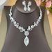 New Bride Crystal Flower Jewelry Set Fashion Banquet Wedding Dress Necklace Accessories_ipsvogv.com