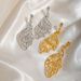 INS Light Luxury Metal Minimalist Style Gold-Plated Hollow Leaf Design Sense Drop Earrings For Women_ipsvogv.com
