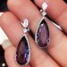 Cao Shi's Classic Water Droplet Earrings With Purple Zircon Long Style Bride's Earrings, Evening Accessories_ipsvogv.com