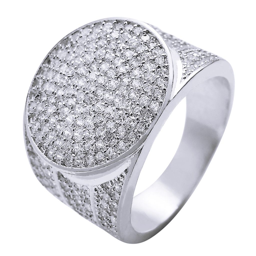 Real Electroplated Micro Inlaid Zircon Hip-hop Hiphop Men's Personalized Gold Ring_ipsvogv.com