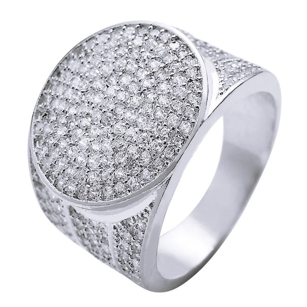 Real Electroplated Micro Inlaid Zircon Hip-hop Hiphop Men's Personalized Gold Ring_ipsvogv.com