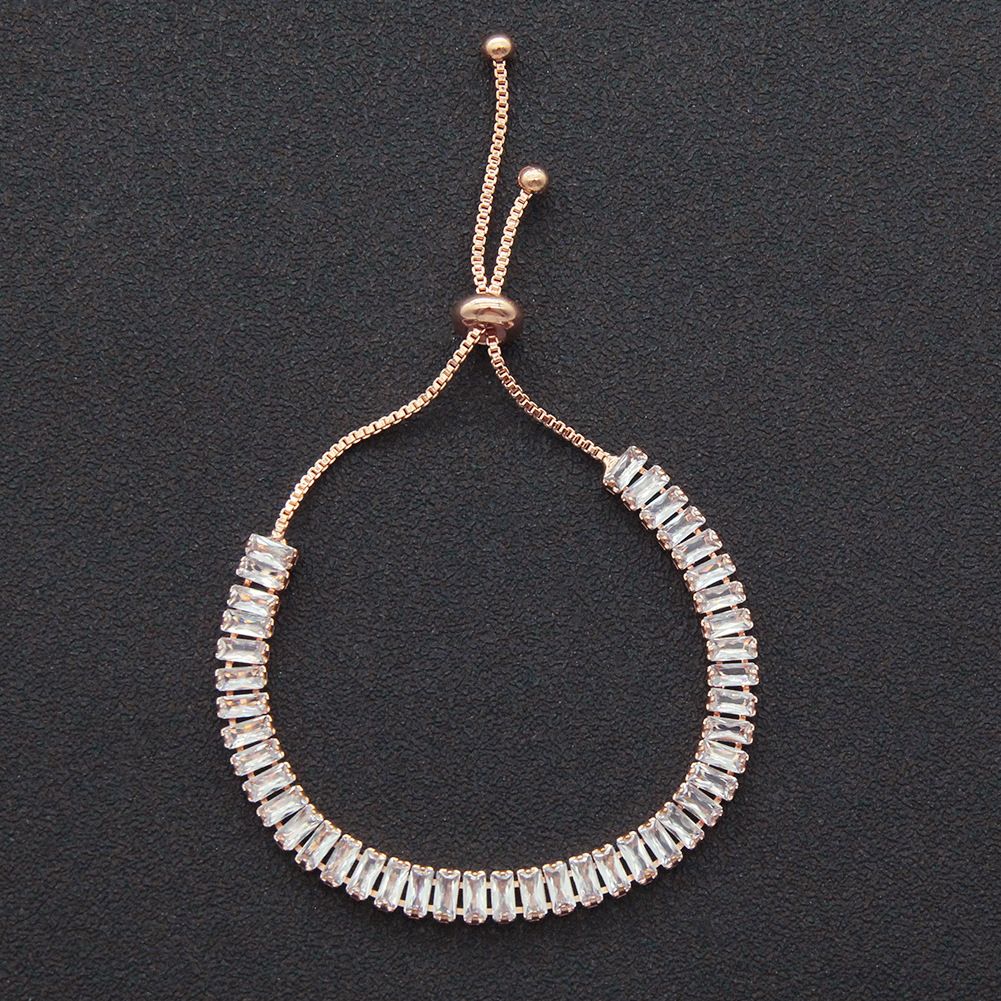 Ins women's adjustable zircon bracelet bracelet, trendy and versatile, fashionable rose gold jewelry accessories_ipsvogv.com