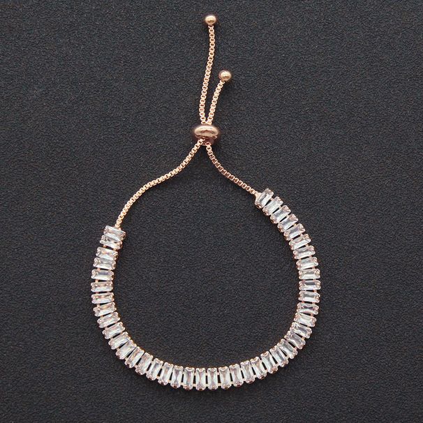 Ins women's adjustable zircon bracelet bracelet, trendy and versatile, fashionable rose gold jewelry accessories_ipsvogv.com