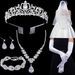 Wedding Hair Veil Crown Dress Satin Gloves Necklace Earrings Bracelet Bride Jewelry Combination Set Jewelry Set_ipsvogv.com