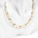 Freshwater Pearl Shell Powder Mixed Color Natural Stone Necklace Double Layer Color Zirconium Metal Chain_ipsvogv.com