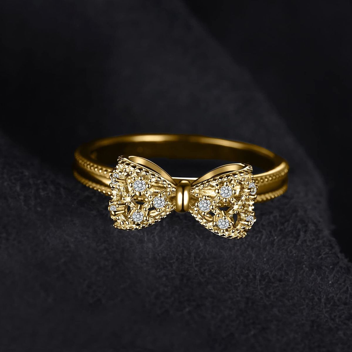 Three Dimensional Butterfly Gold Ring Micro Inlaid Zircon Fashion Jewelry_ipsvogv.com
