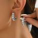 Geometric version of Korean sweet fresh with personalized zircon inlay U-shaped design, niche and earrings_ipsvogv.com