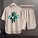 Men's Clothing 2024 Waffle Casual Summer Suit Men's Loose Teen Short sleeved T shirt Shorts Handsome Two piece Suit_ipsvogv.com