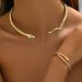 Minimalist women's necklace bracelet set with personalized snake and diamond inlay design, alloy collar jewelry_ipsvogv.com