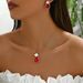 Sweet and fresh countryside style Korean version earrings, necklace, jewelry set, personalized inlaid flower design,_ipsvogv.com