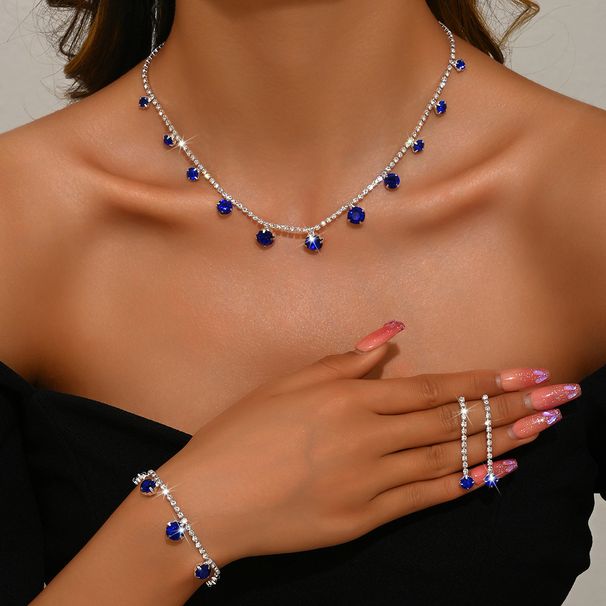 Women’s Jewelry Set Fashion Fashionable Bridal Suits Wedding Jewelry Necklace Earrings Bracelet Ring Round Simple Suit Dress Accessories_ipsvogv.com