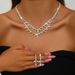 Women’s Jewelry Set Fashion Multi Layer Luxury Diamond Studded Full Diamond Pendant Necklace Earrings Two Piece Set Bride Wedding Necklace Earrings_ipsvogv.com