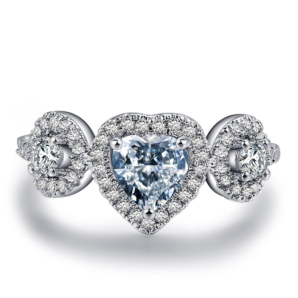 Women's Heart shaped Wedding Rings Zircon Micro inlaid Platinum plated Jewelry_ipsvogv.com
