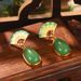 Ancient Style New Chinese Style Floral Tassel Pearl Earrings Hanfu Accessories Earrings Hetian Jade Green Agate Temperament Ear Hooks_ipsvogv.com