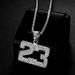 New Hip-Hop Jewelry Titanium Steel Gold-Plated Diamond-Studded Basketball Number 23 Pendant Necklace_ipsvogv.com