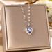 Korean Version Live Streaming Colorful Ocean Heart Pendant Titanium Steel Necklace For Women's Light Luxury Girlfriends_ipsvogv.com