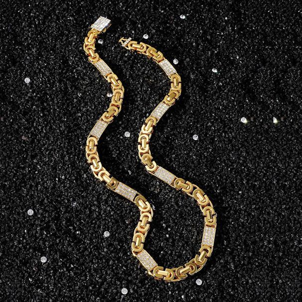 New Geometric Inlaid Cuban Chain Creative High-Quality Alloy Rhinestone Necklace_ipsvogv.com