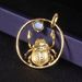 Independent Designer Natural Cream Blue Moonstone Pendant Insect S925 Sterling Silver Gemstone Niche Design Necklace Female_ipsvogv.com
