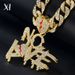 New Full Diamond Cuban Chain Splicing Letter Love Pendant Hip-hop Street Culture Trendy Men's Necklace_ipsvogv.com
