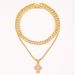 New style personality pink cross pendant with diamond Cuban chain tennis chain set alloy street style hip hop accessories_ipsvogv.com