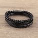 Hot selling natural stone volcanic stone leather bracelet, multi-layer men's leather woven bracelet_ipsvogv.com
