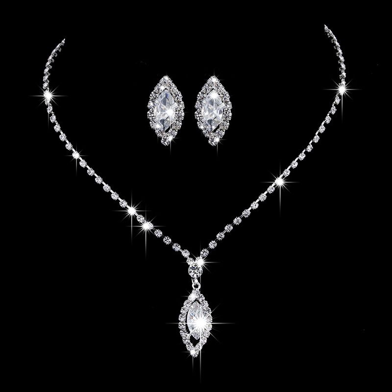 Women’s Jewelry Set Fashion Fashion Full Diamond Jewelry Set New Shiny Zircon Wedding Party Necklace Earrings Bracelet Set Party Wear_ipsvogv.com
