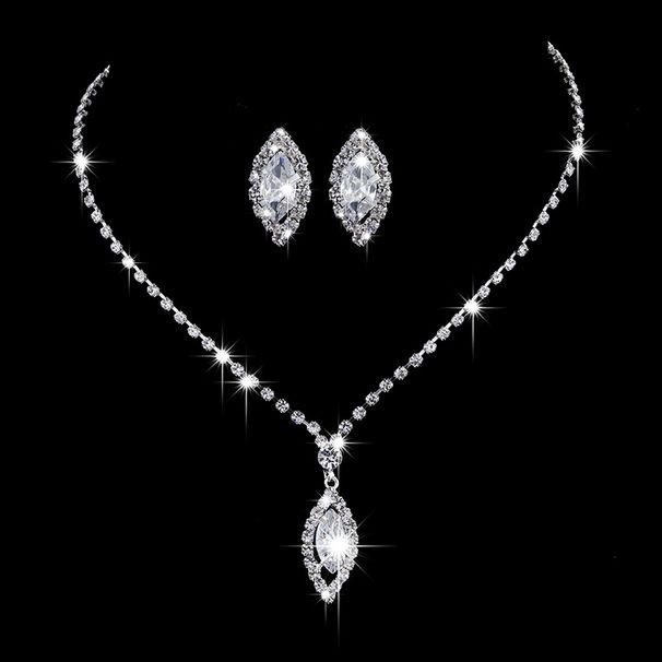 Women’s Jewelry Set Fashion Fashion Full Diamond Jewelry Set New Shiny Zircon Wedding Party Necklace Earrings Bracelet Set Party Wear_ipsvogv.com
