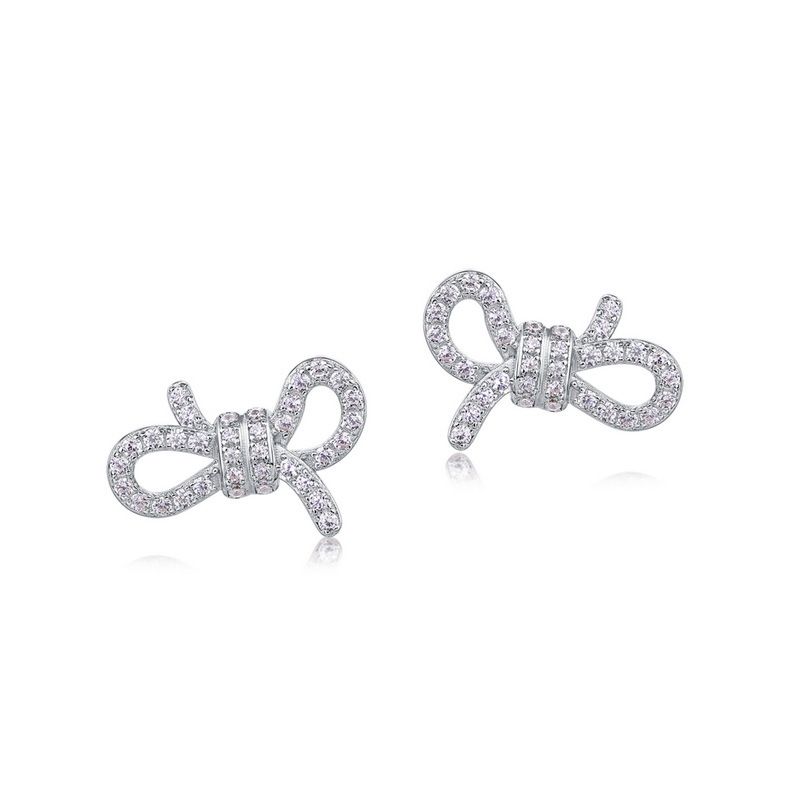 Full Diamond Bow Earrings For Women S925 Silver Inlaid Bright Colored Zirconium Earrings Fashion Light Luxury All Match_ipsvogv.com