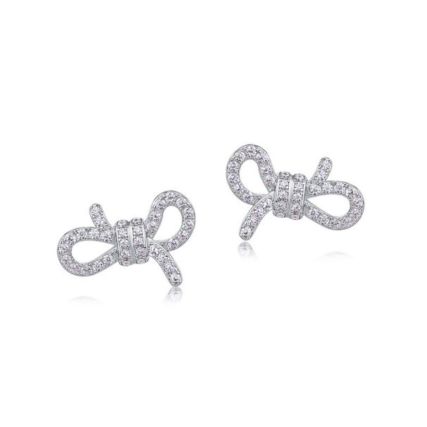 Full Diamond Bow Earrings For Women S925 Silver Inlaid Bright Colored Zirconium Earrings Fashion Light Luxury All Match_ipsvogv.com