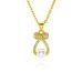 Fashionable Temperament Bow Pearl Pendant Necklace Light Luxury High End Niche Inlaid Zircon Clavicle Necklace_ipsvogv.com