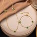 Fashioable, Simple, Iche, Versatile, Emerald Stailess Steel Circle, Heart Ecklace, Bracelet Accessories Set For_ipsvogv.com