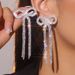 Direct Sales Popular Bow Long Tassel Earrings Fashionable Shiny Rhinestone Earrings_ipsvogv.com