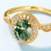 Natural Water Grass Agate Plated 10K Gold Ring S925 Silver Inlaid Green Moss Finger Ring Light Luxury_ipsvogv.com