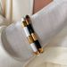 Women’s Jewelry Set Fashion Electroplated Titanium Steel Black And White Epoxy Chess And Card Grid Retro Open Bracelet_ipsvogv.com