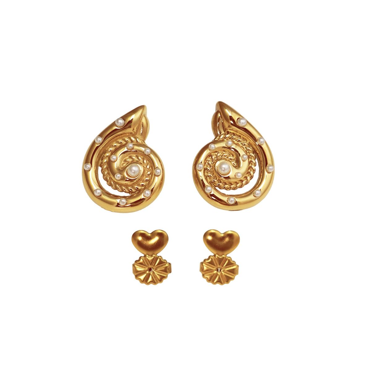 Spot Factory INS Fashionable Niche INS Retro Titanium Steel Conch Colored Zircon Polished Earrings_ipsvogv.com
