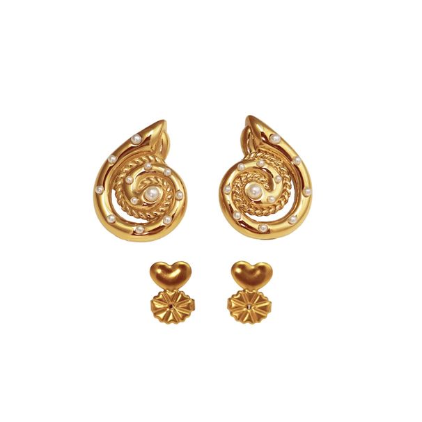 Spot Factory INS Fashionable Niche INS Retro Titanium Steel Conch Colored Zircon Polished Earrings_ipsvogv.com
