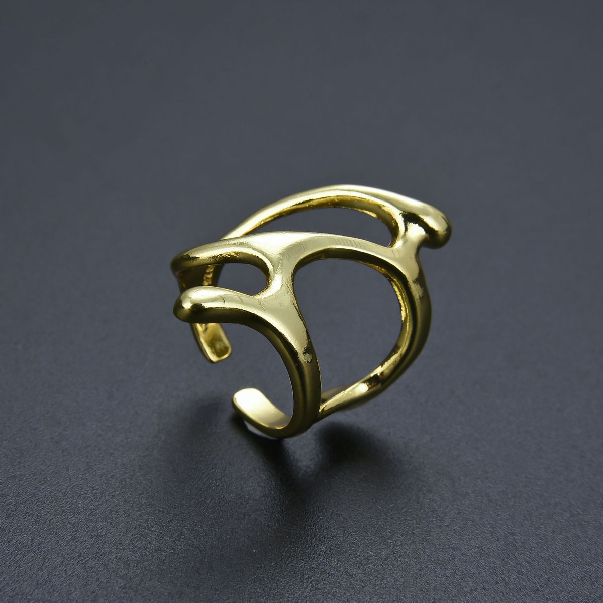 Unisex Jewelry Fashion Color Preserving Personality Exaggerated Hollow Irregular Ring Opening Adjustable Men's And Women's Ring Jewelry INS_ipsvogv.com