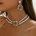 Commuting style necklace, flower design earrings, versatile, niche and high-end bead jewelry set_ipsvogv.com